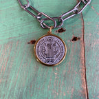 Two Toned St Benedict Paperclip Bracelet
