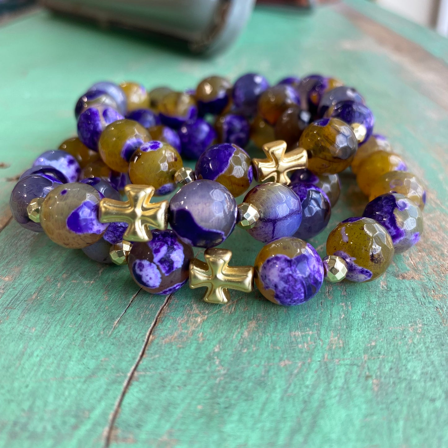 Purple and Gold Faith Bracelet