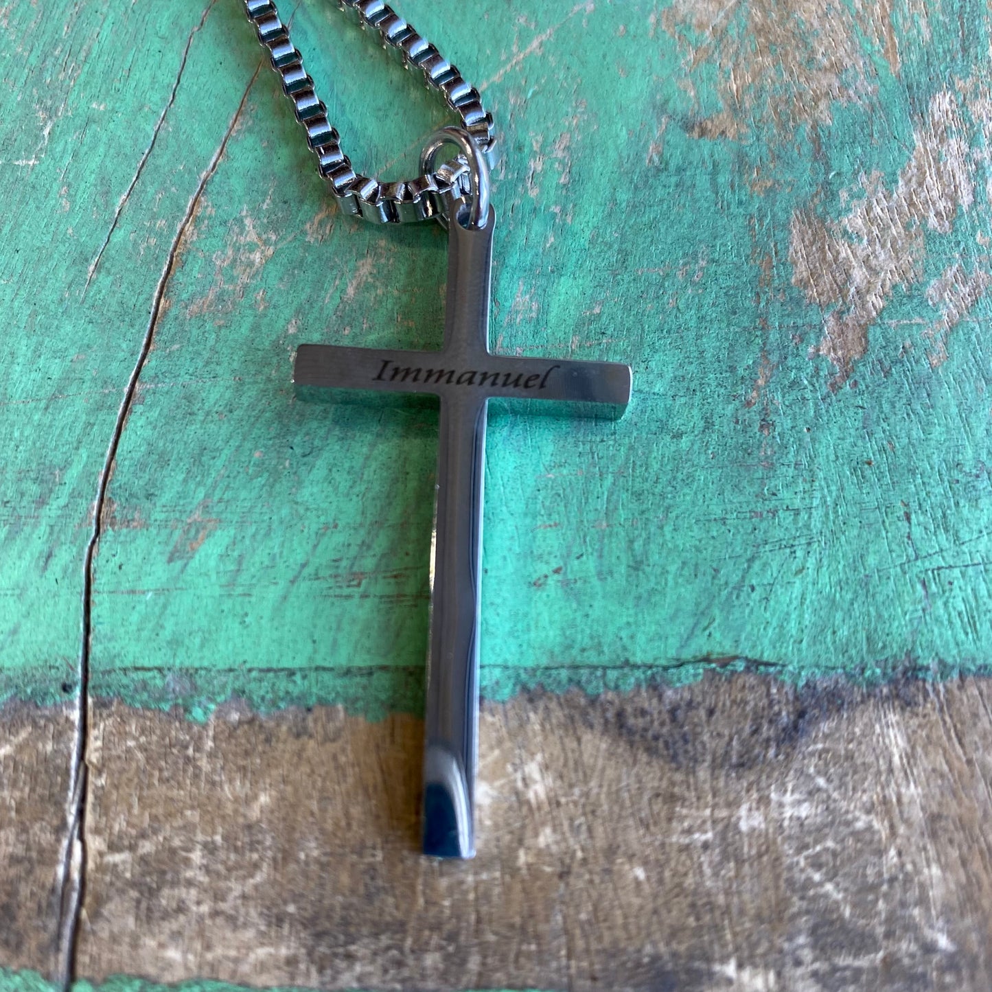 Stainless Steel Immanuel Cross Necklace