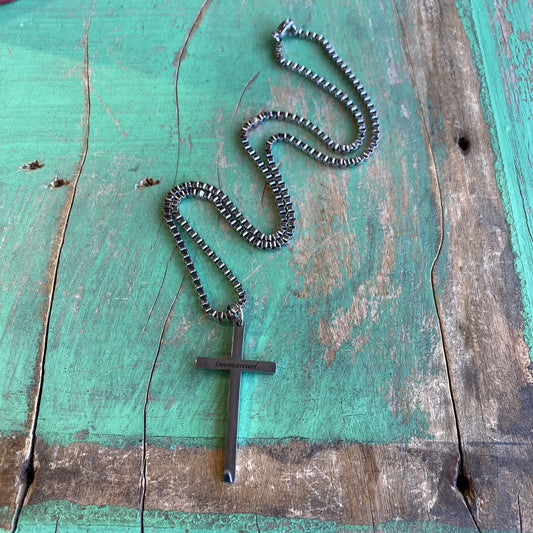 Stainless Steel Immanuel Cross Necklace