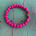 Hot Pink Howlite Bead Bracelet