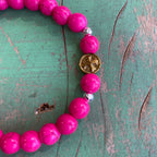 Hot Pink Howlite Bead Bracelet
