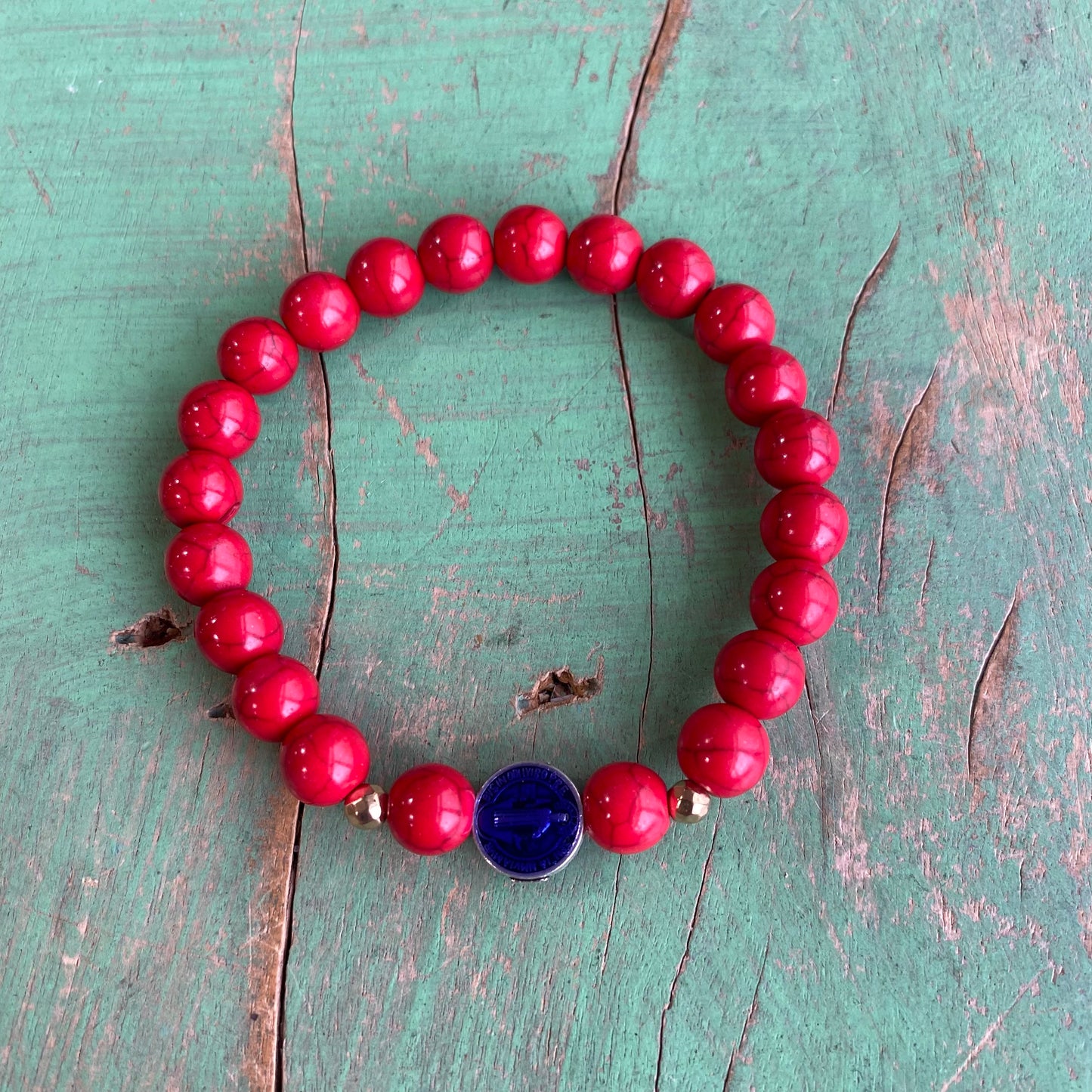 Red and Blue St Benedict Bracelet