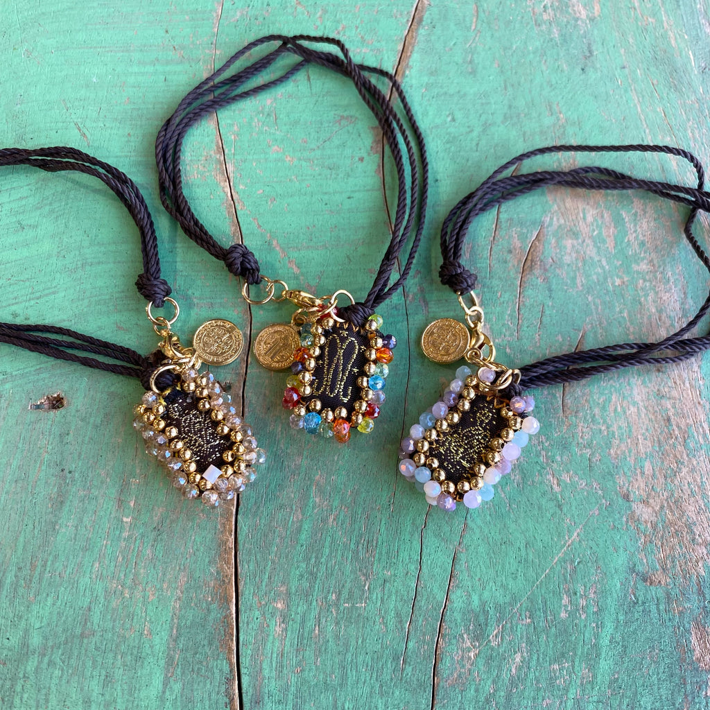 Small Crystal Cloth Scapular Bracelet