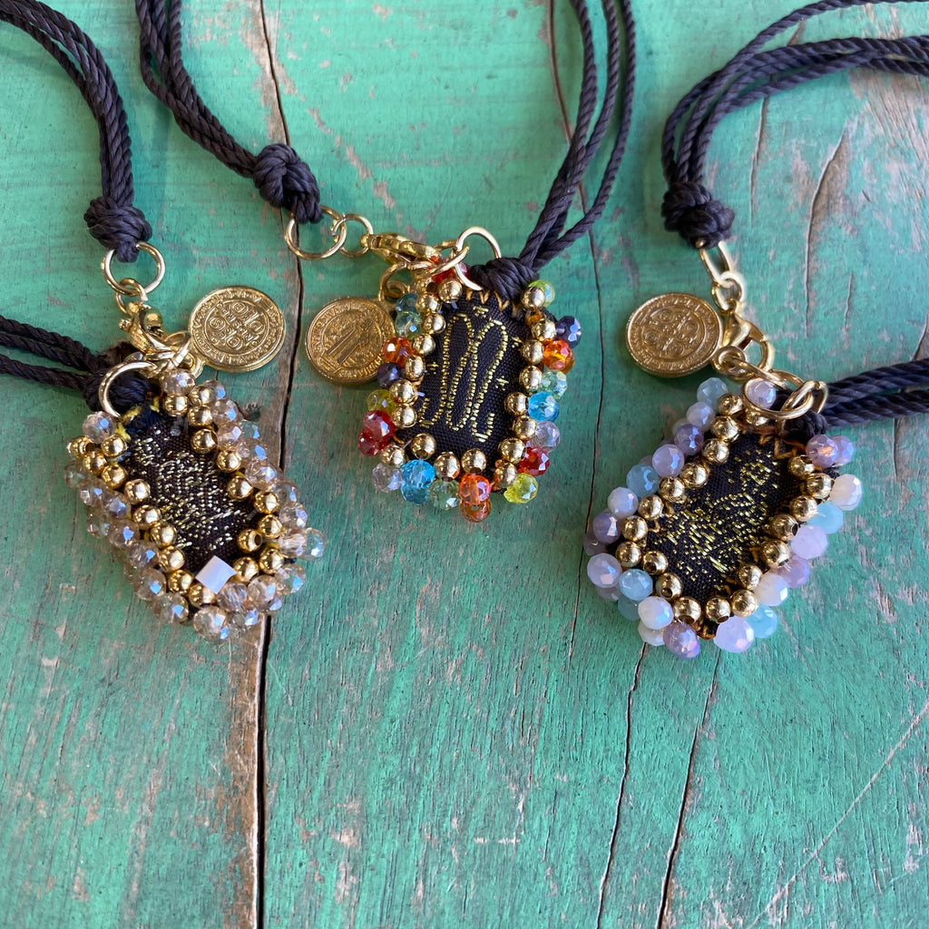 Small Crystal Cloth Scapular Bracelet