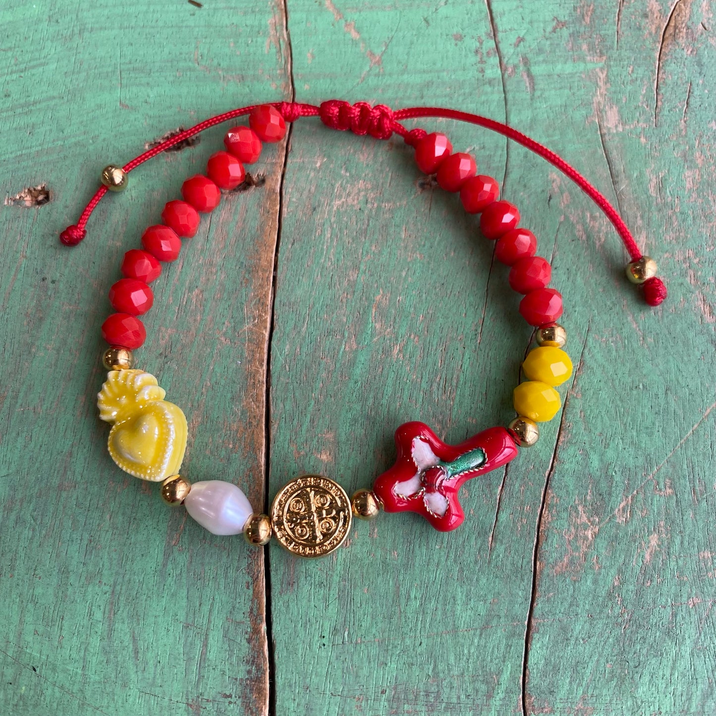 Red and Yellow Prayer Bracelet