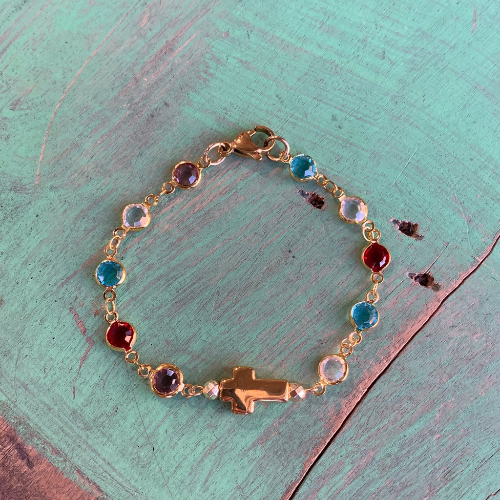 Colorfully Created Cross Bracelet