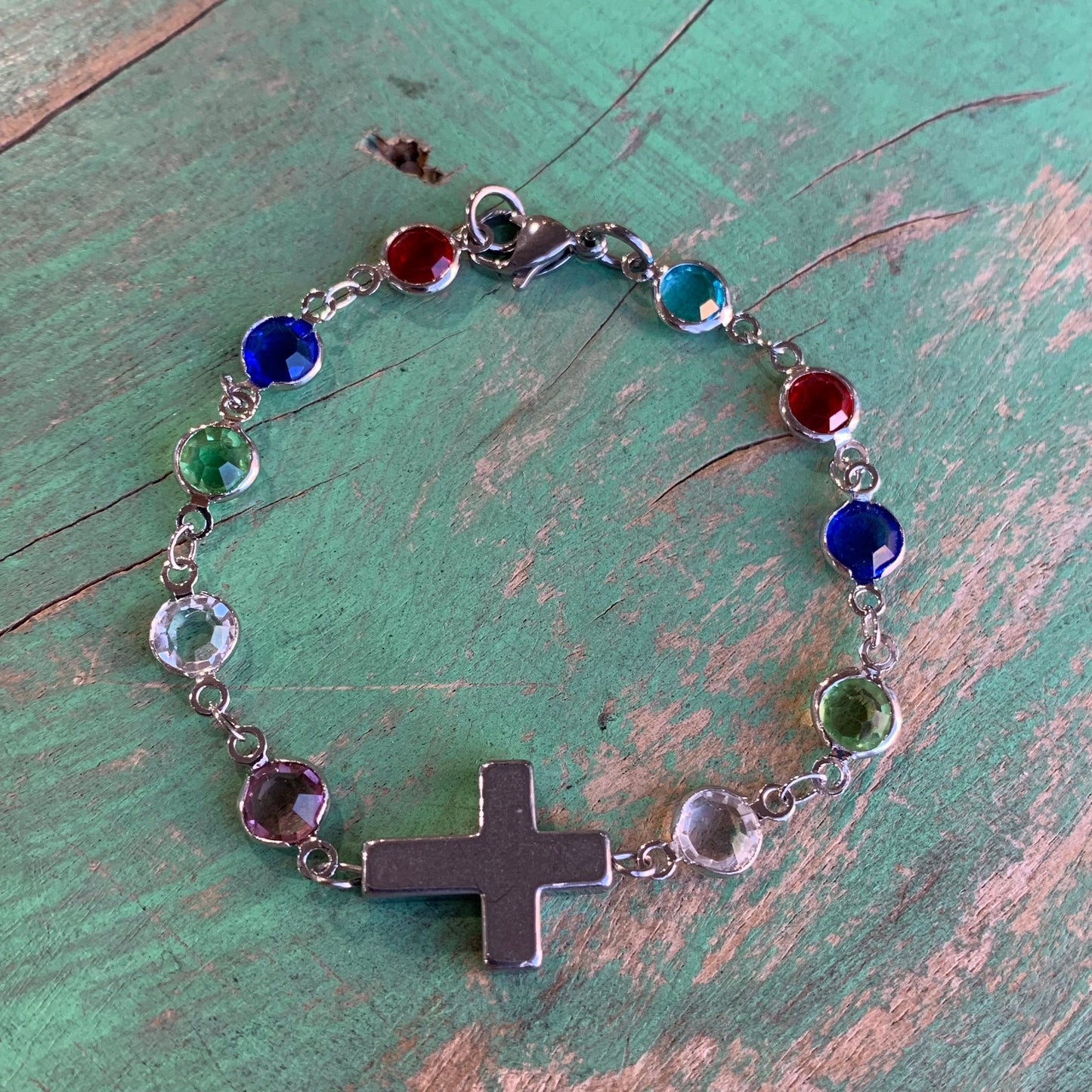Colorfully Created Cross Bracelet