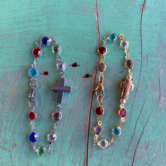 Colorfully Created Cross Bracelet