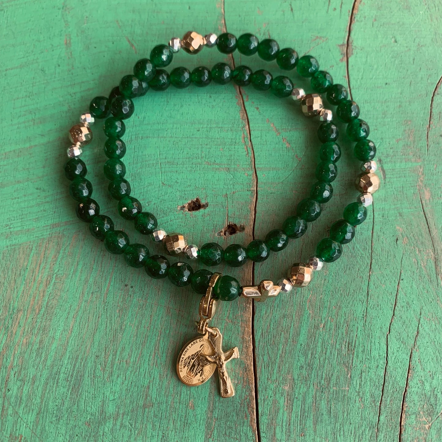 Rosary Wrap Bracelet with Gold Accents hi