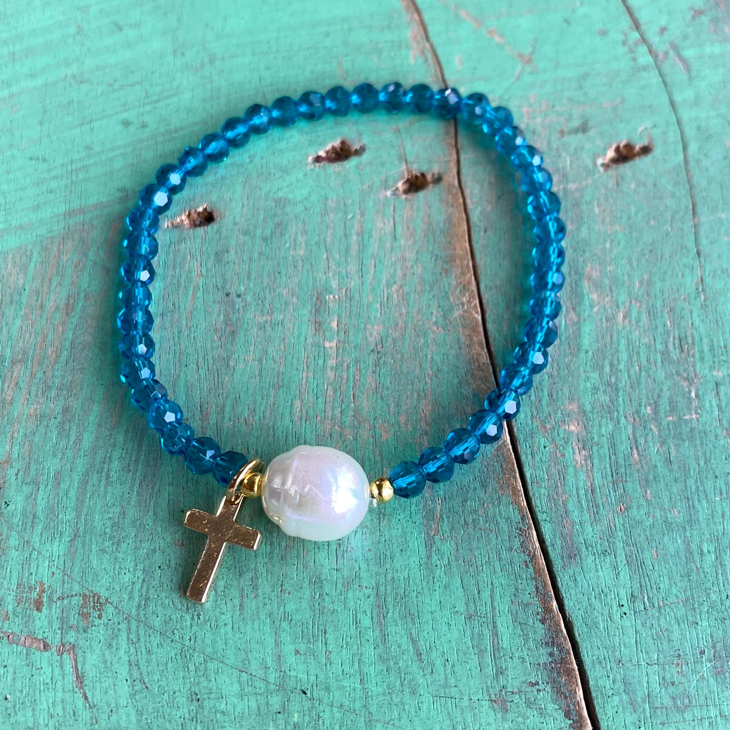 Crystal Cross Pearl Bracelets