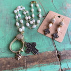 Pearl 4 Way Cross Clasp Necklace or Earrings