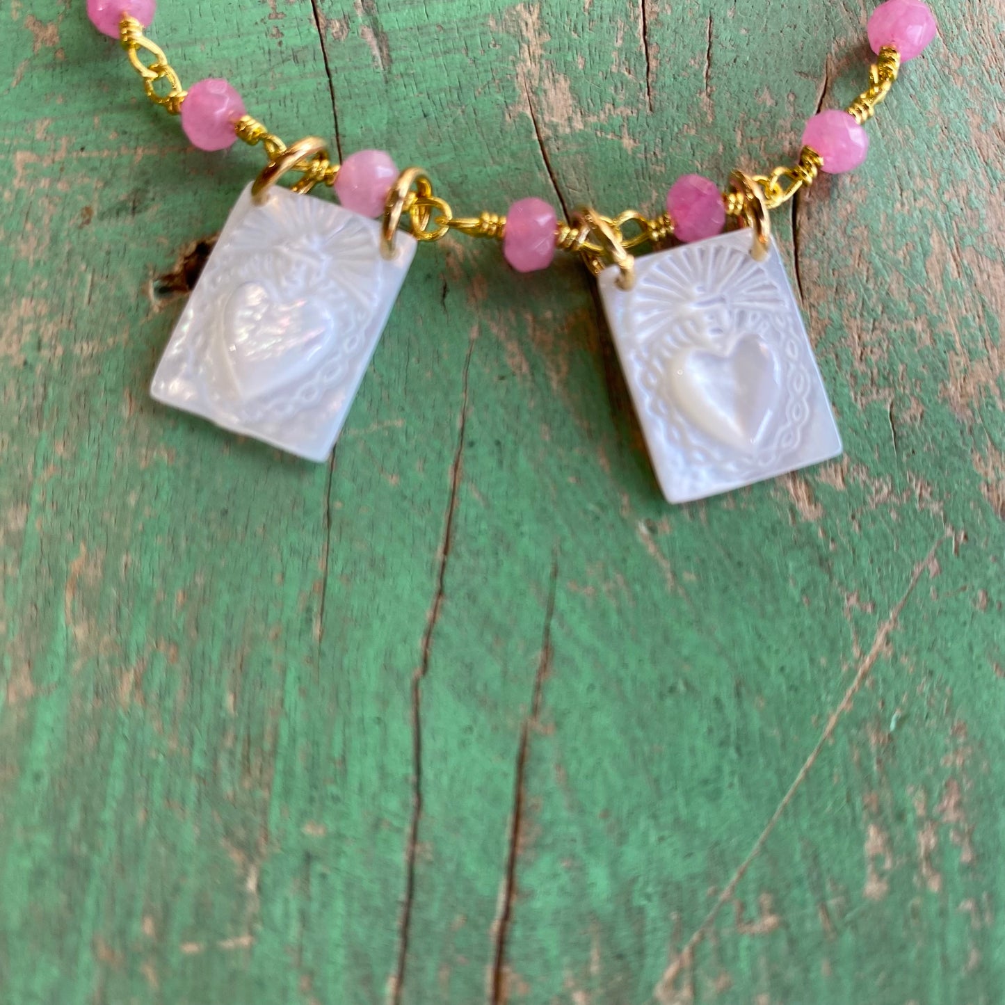 Pink Sacred Heart Scapular Bracelet