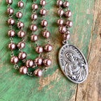 Rose Pearl Scapular Necklace and Earring Set
