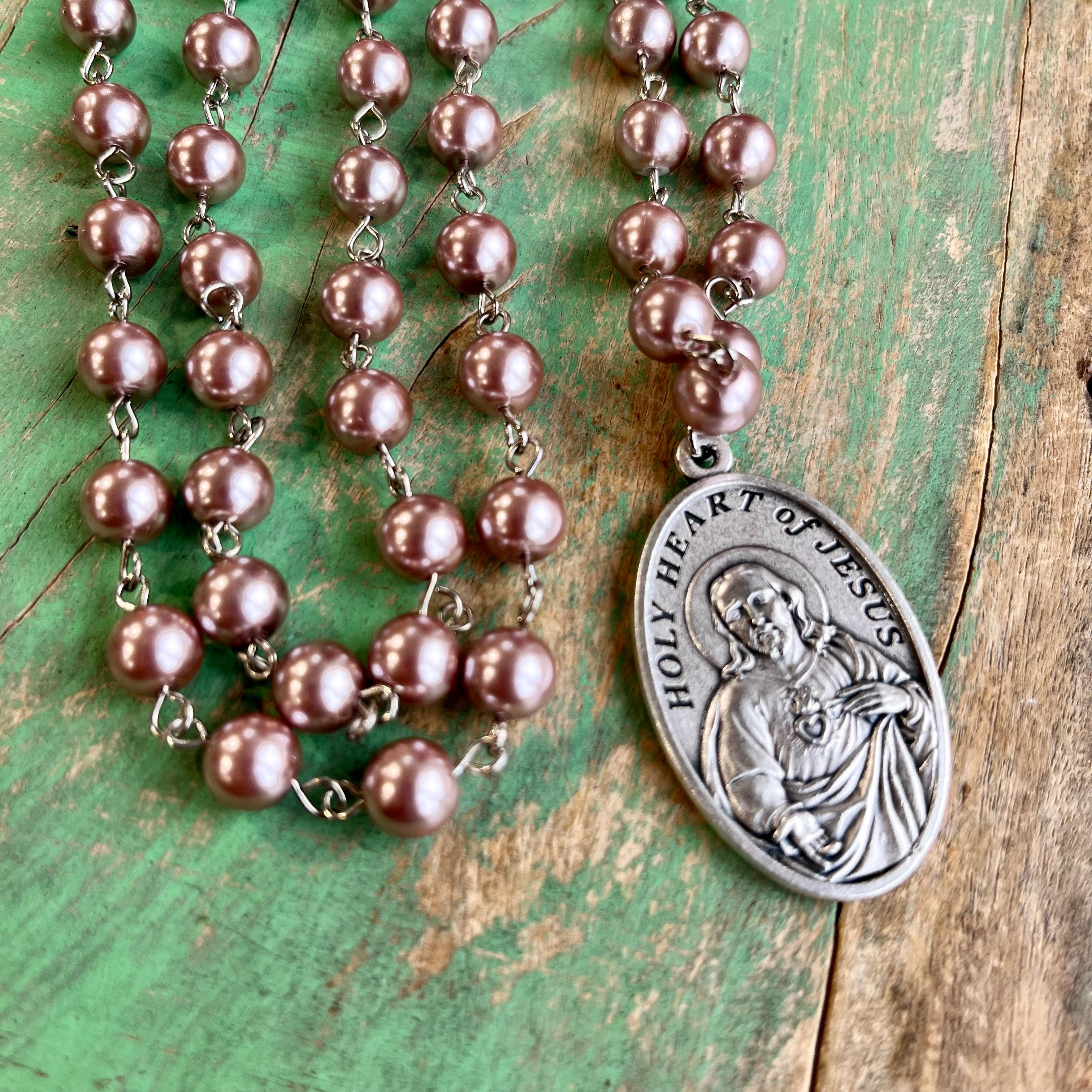 Rose Pearl Scapular Necklace and Earring Set