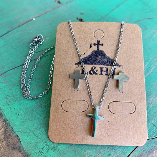Sliding Cross Necklace and Earrings