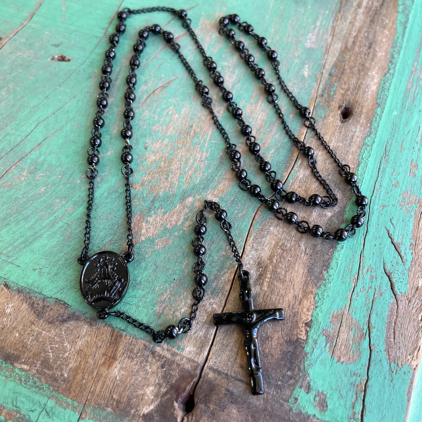 Black Stainless Steel Rosary
