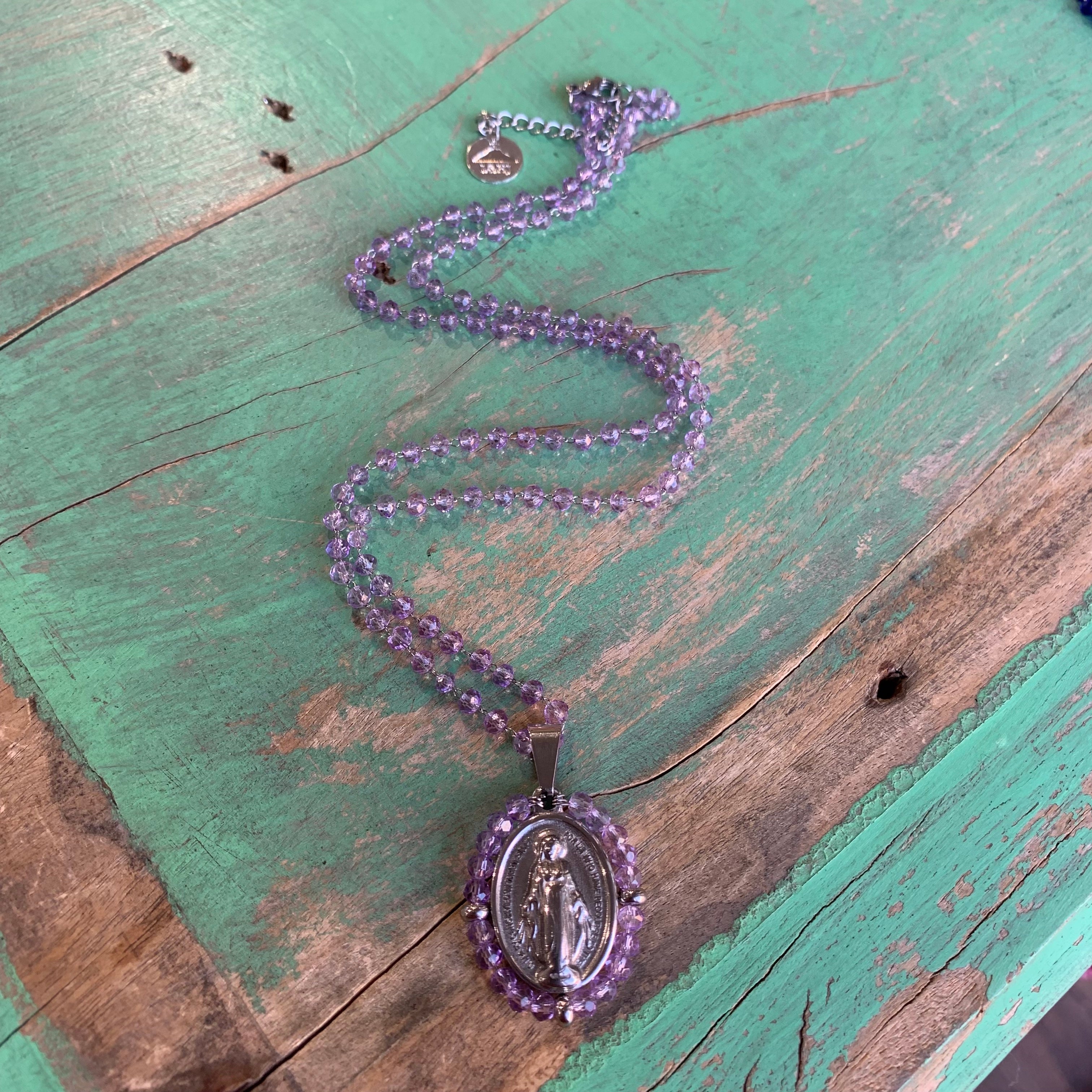 Crystal Miraculous Medal Necklace