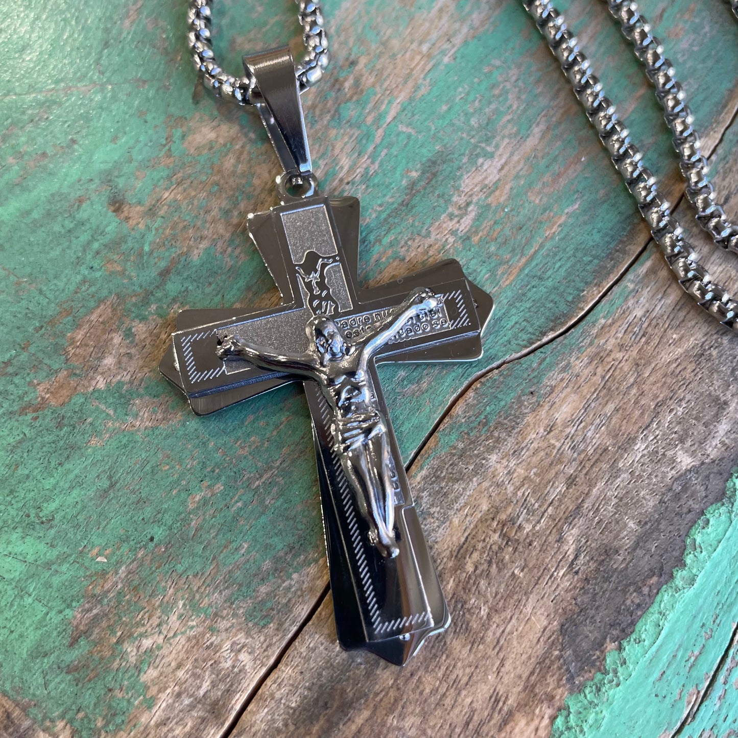 Stainless Steel Silver Crucifix Chain