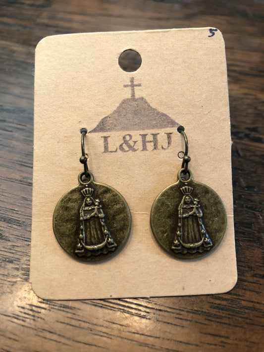 Our Lady Earrings in Bronze