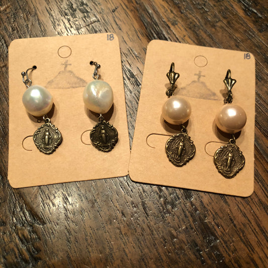 Big Pearl Vintage Inspired Earrings