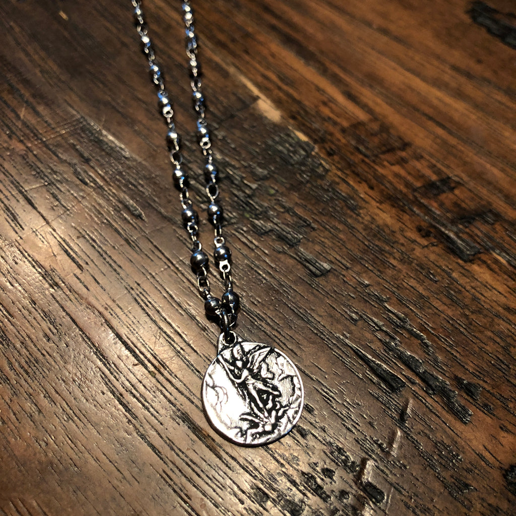 Stainless Steel St Michael Ball Chain Necklace