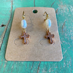 Rose Gold Pearl Necklace and Earring Set