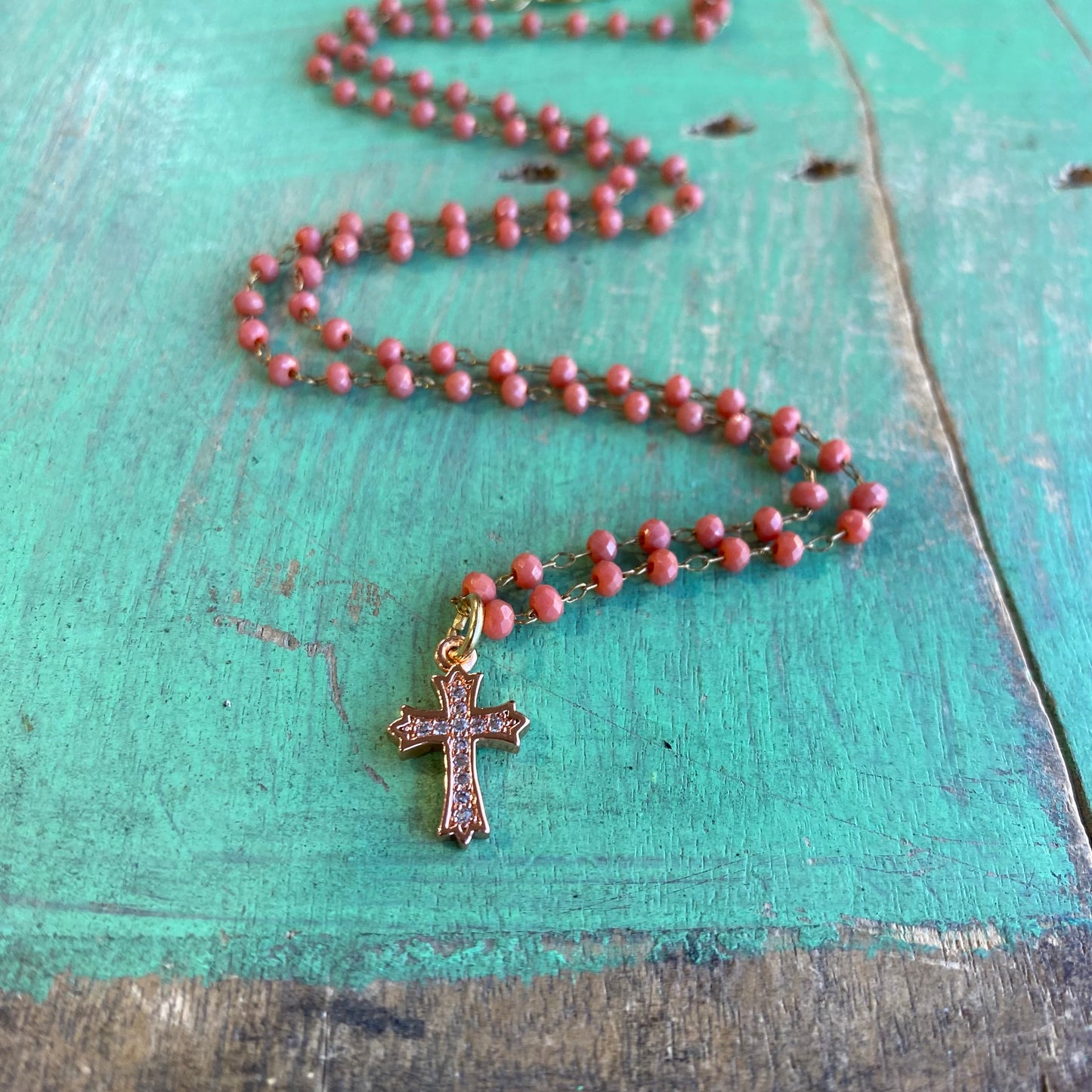 Coral Cross Necklace