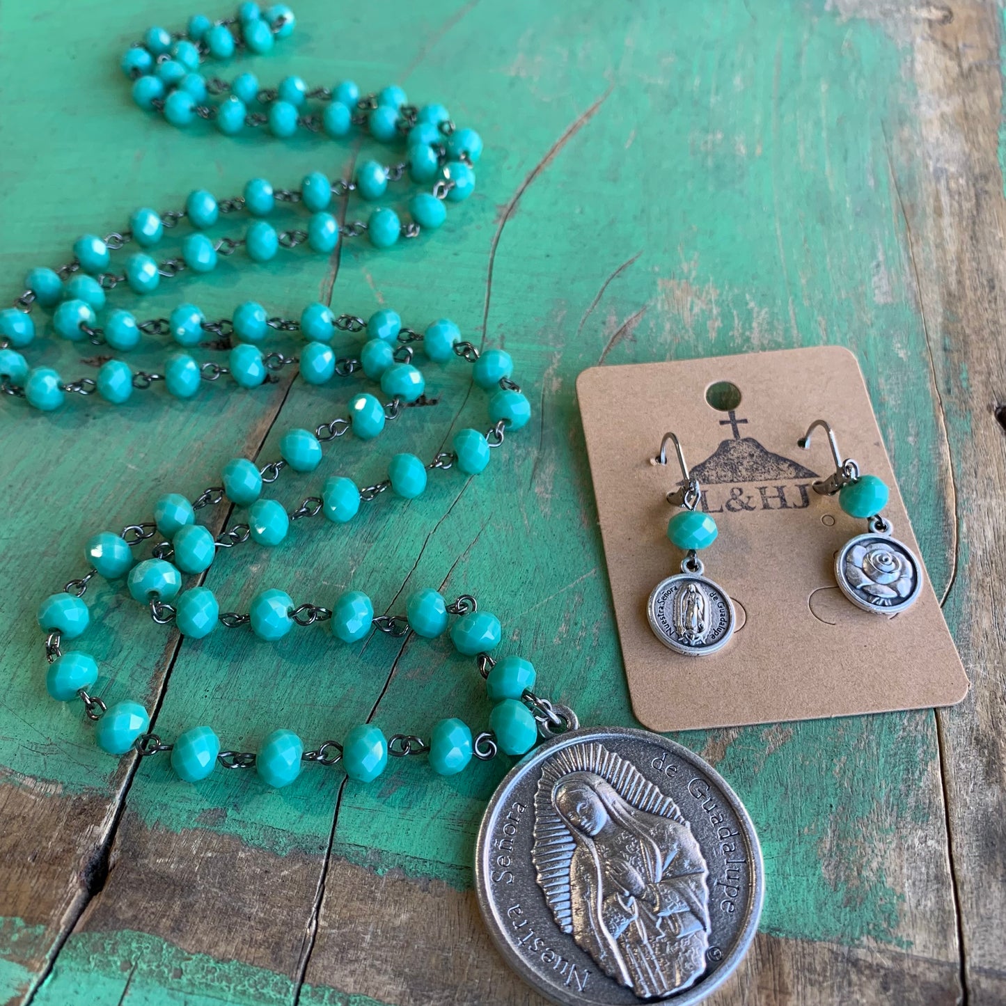Clothed in Sun Turquoise Necklace and Earrings Love and Honor Jesus