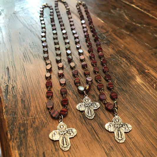 Ruby Red 5 Way Cross Necklace