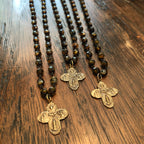 Tiger Eye 5 Way Cross Necklace
