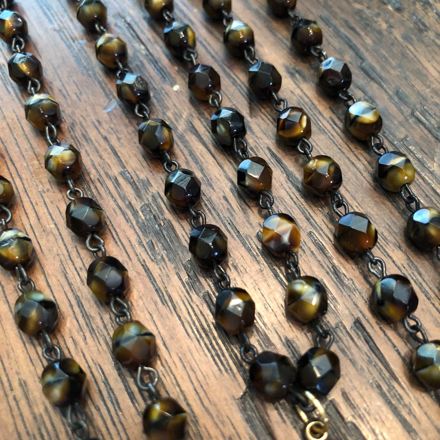 Tiger Eye 5 Way Cross Necklace