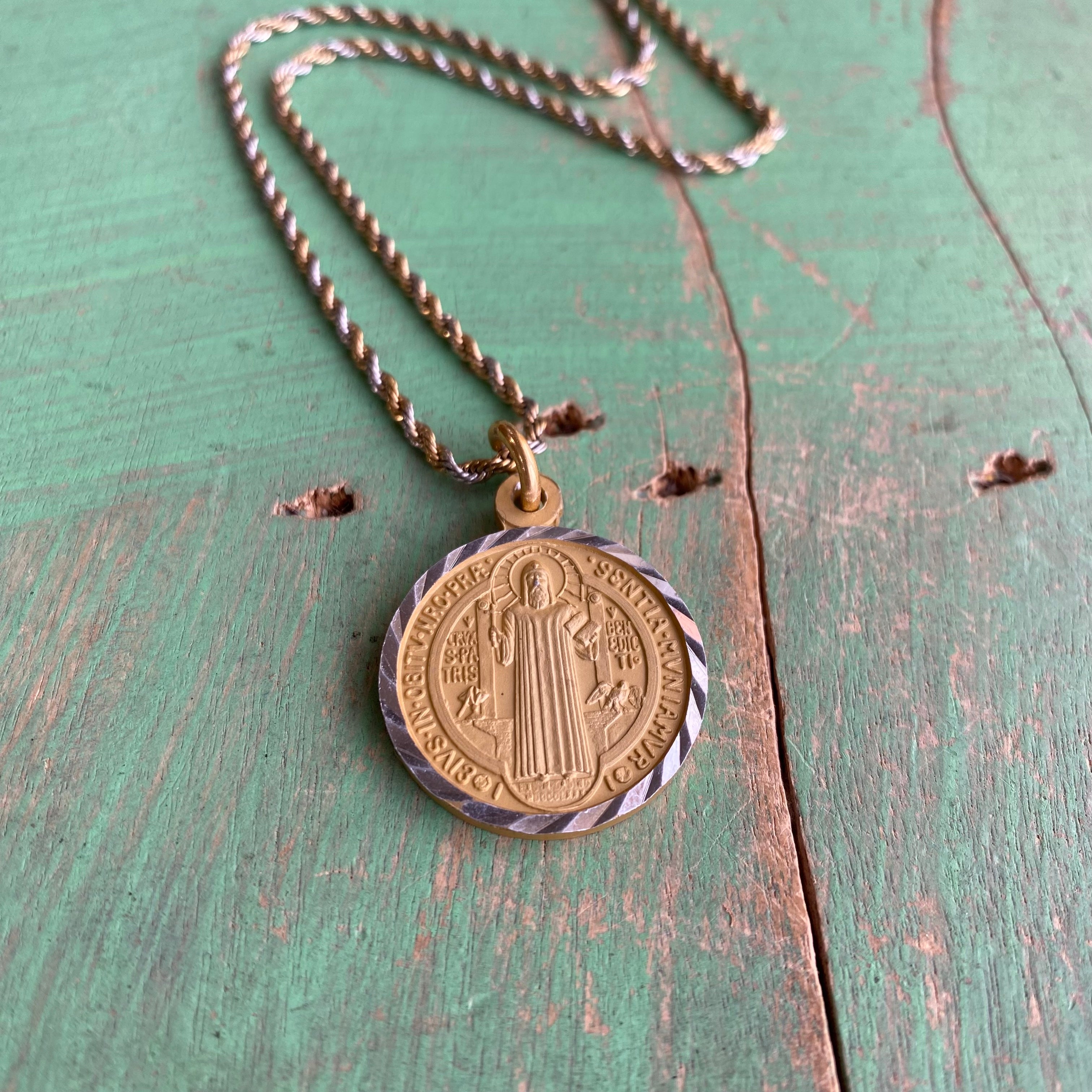 Two Tone Power of Prayer St Benedict Necklace