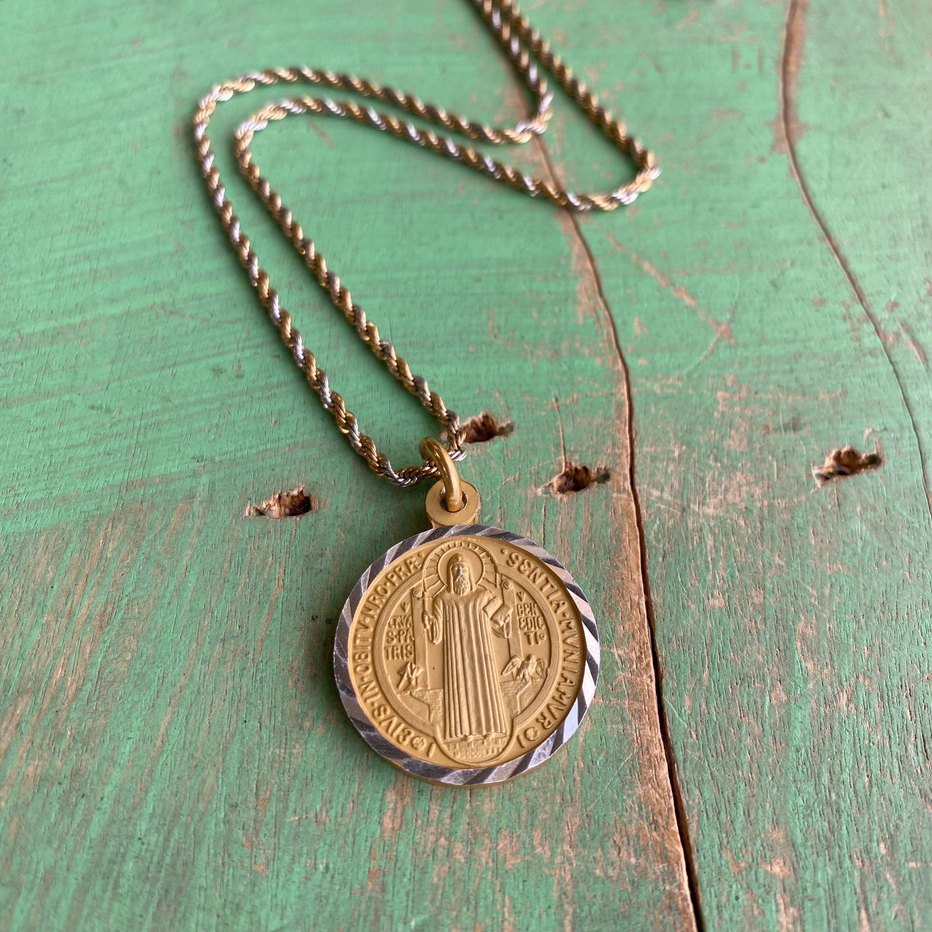 Two Tone Power of Prayer St Benedict Necklace