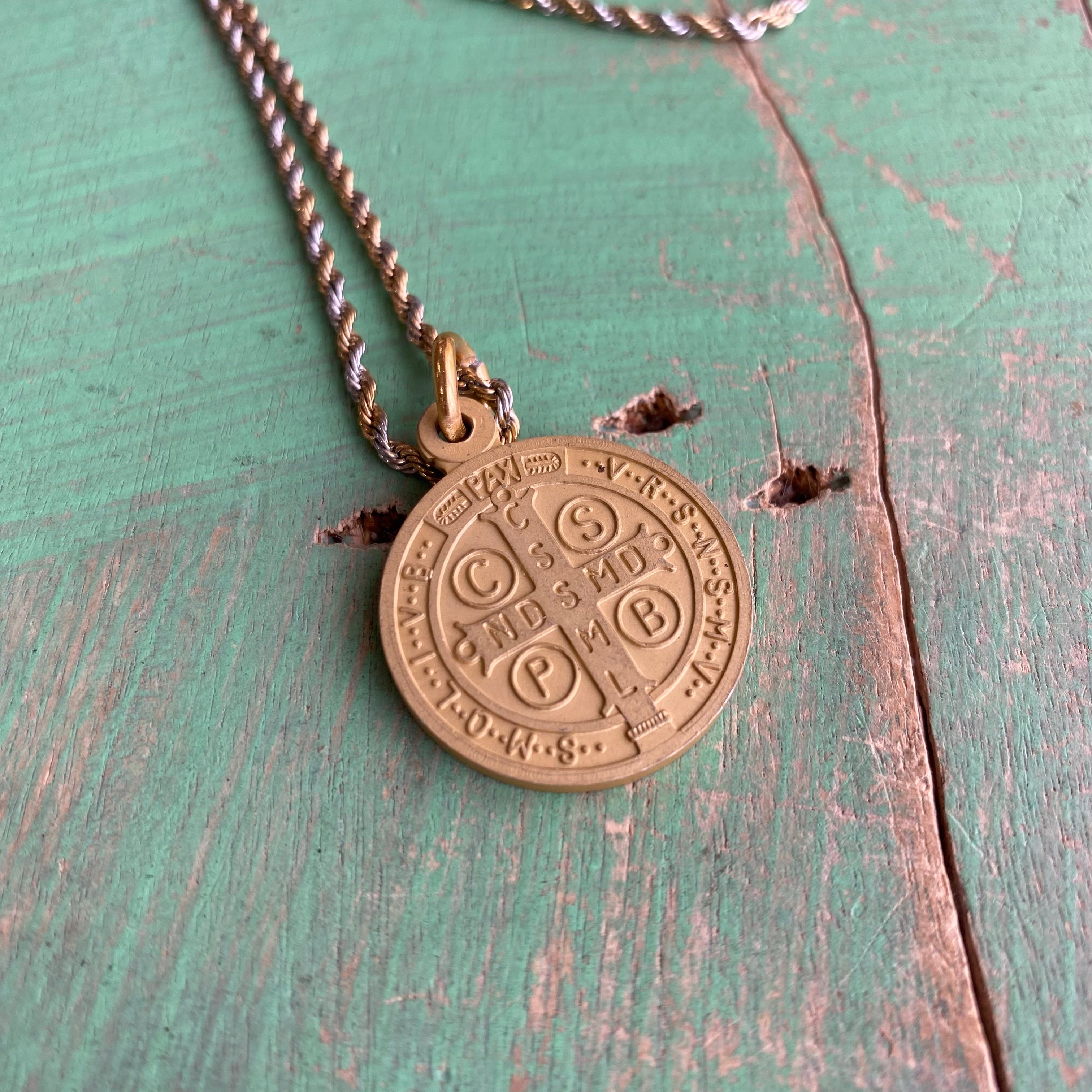Two Tone Power of Prayer St Benedict Necklace