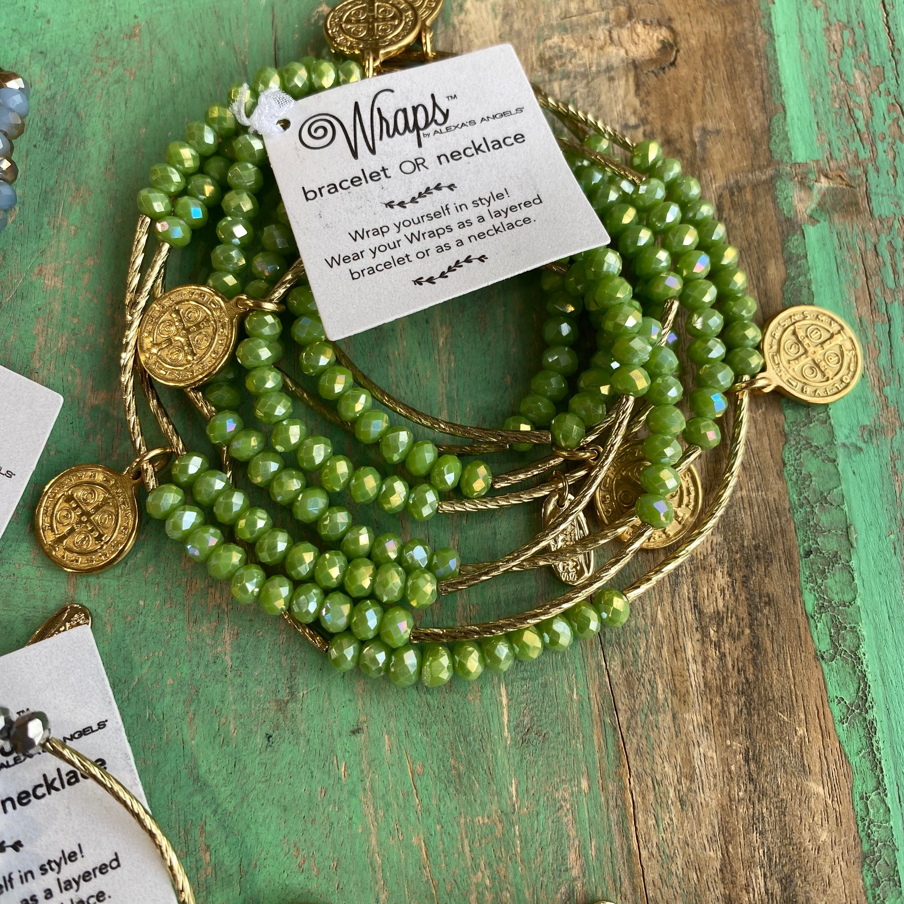Gold Crystal St Benedict Protection Wrap Necklace or Bracelet