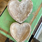 Whitewash Wood Heart Tray