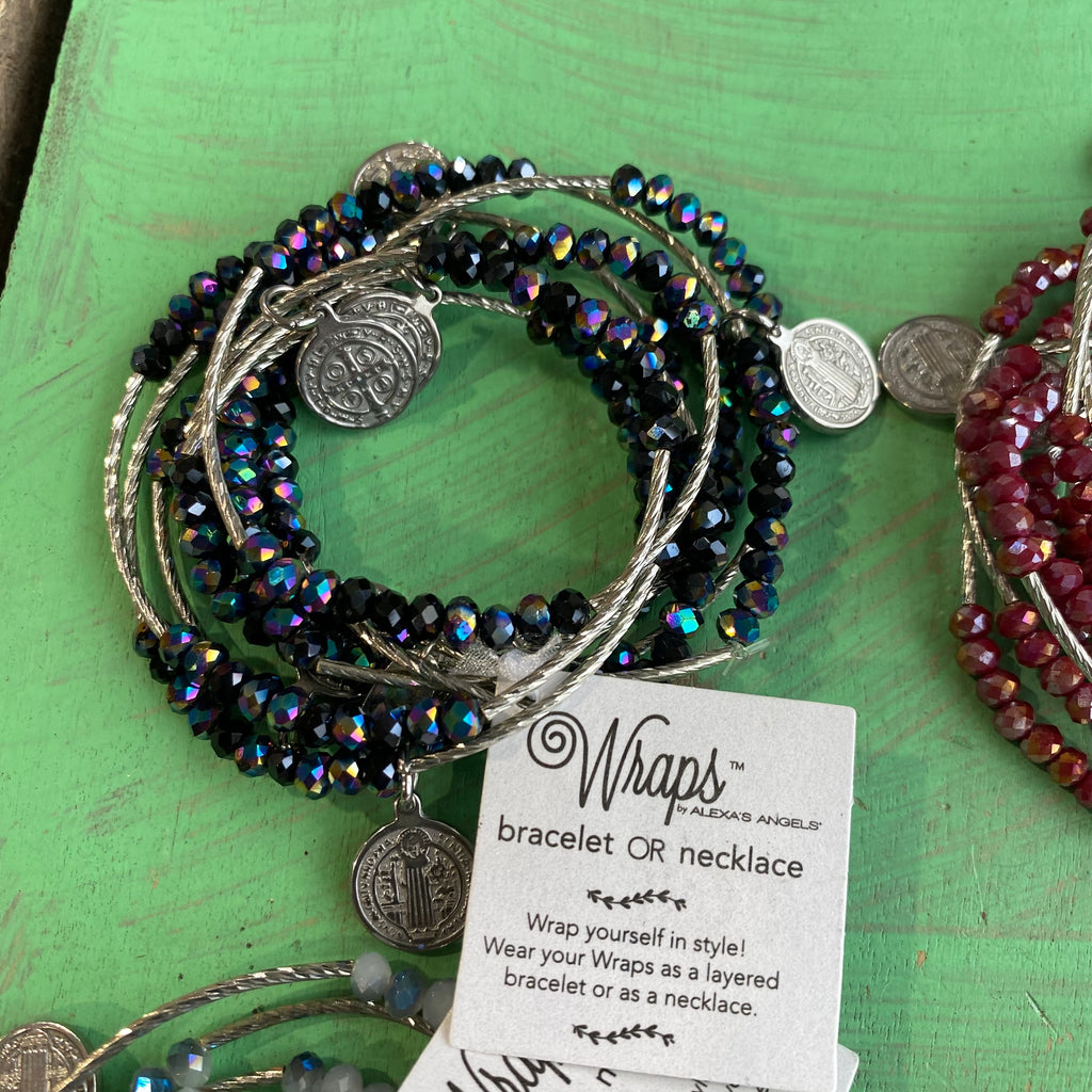 Silver Crystal Protection Wrap Necklace or Bracelet