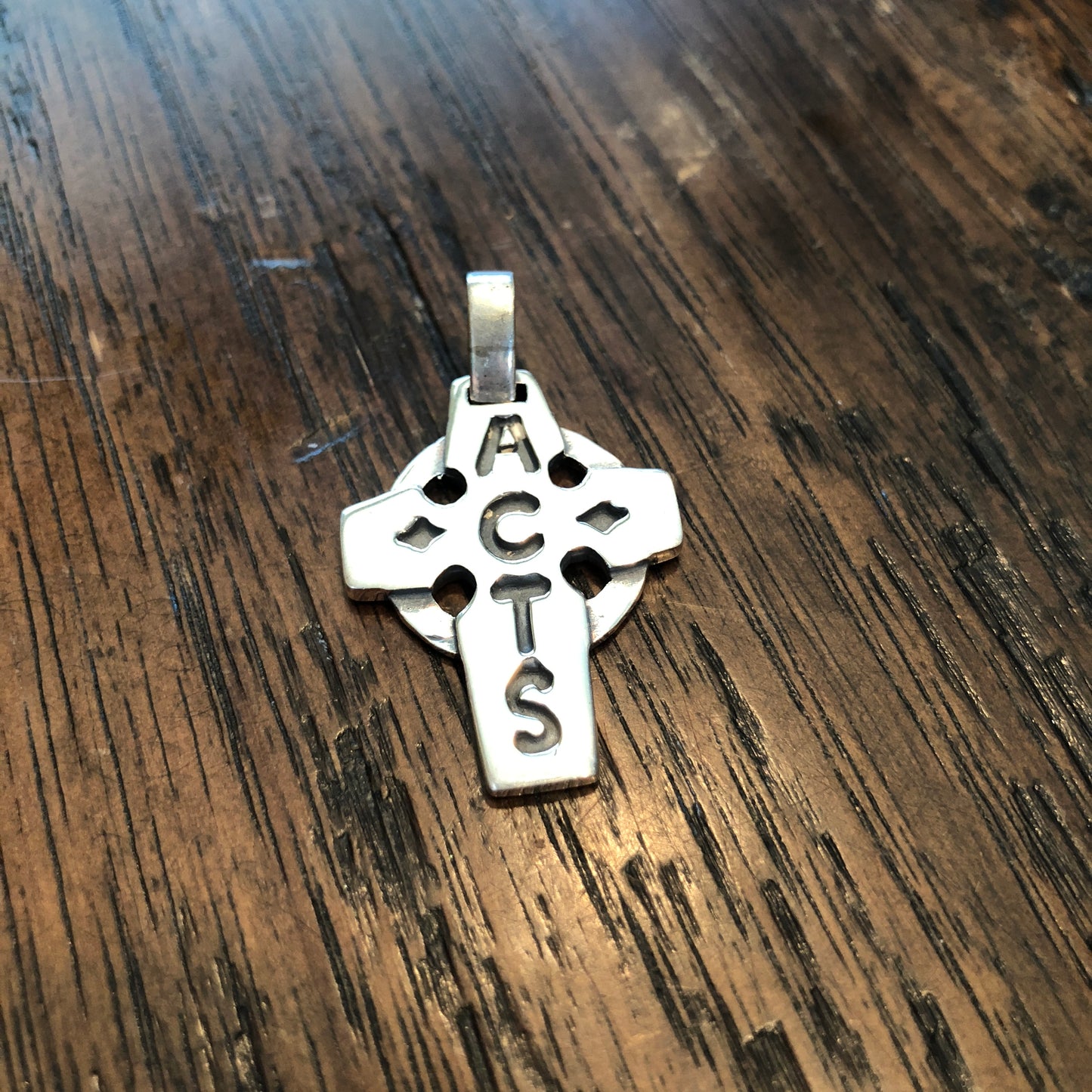 Sterling Silver ACTS Cross Pendant