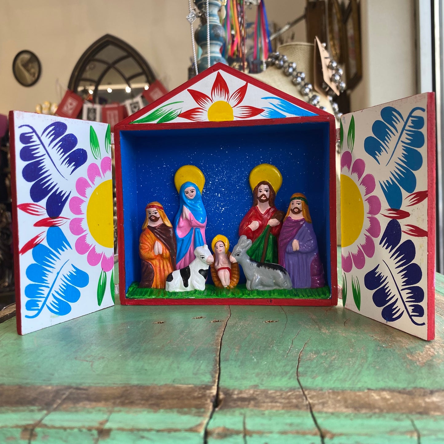 Wooden Nativity Retablo Box