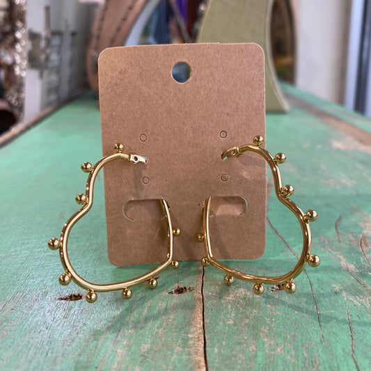 Heart Bead Hoop Earrings