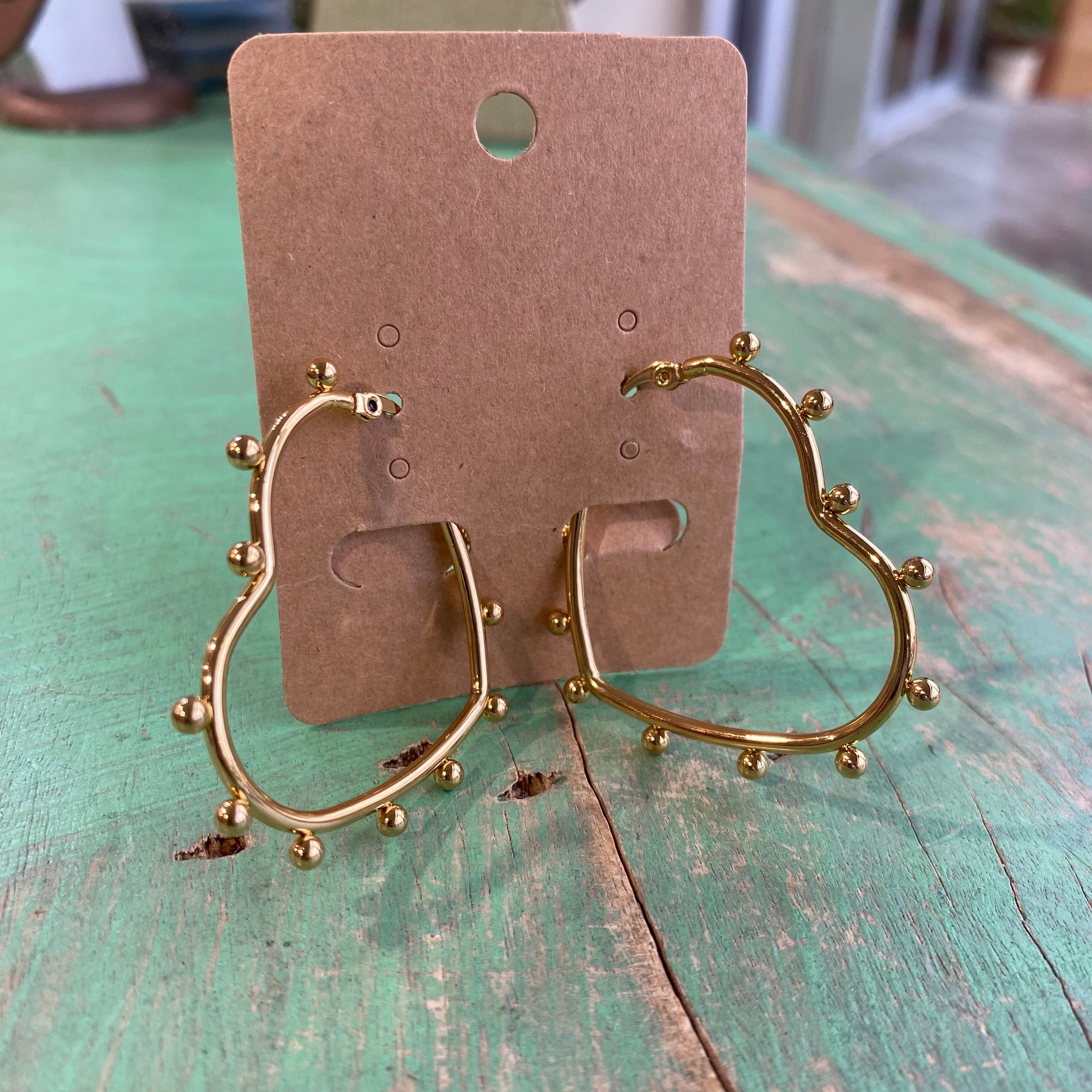 Heart Bead Hoop Earrings
