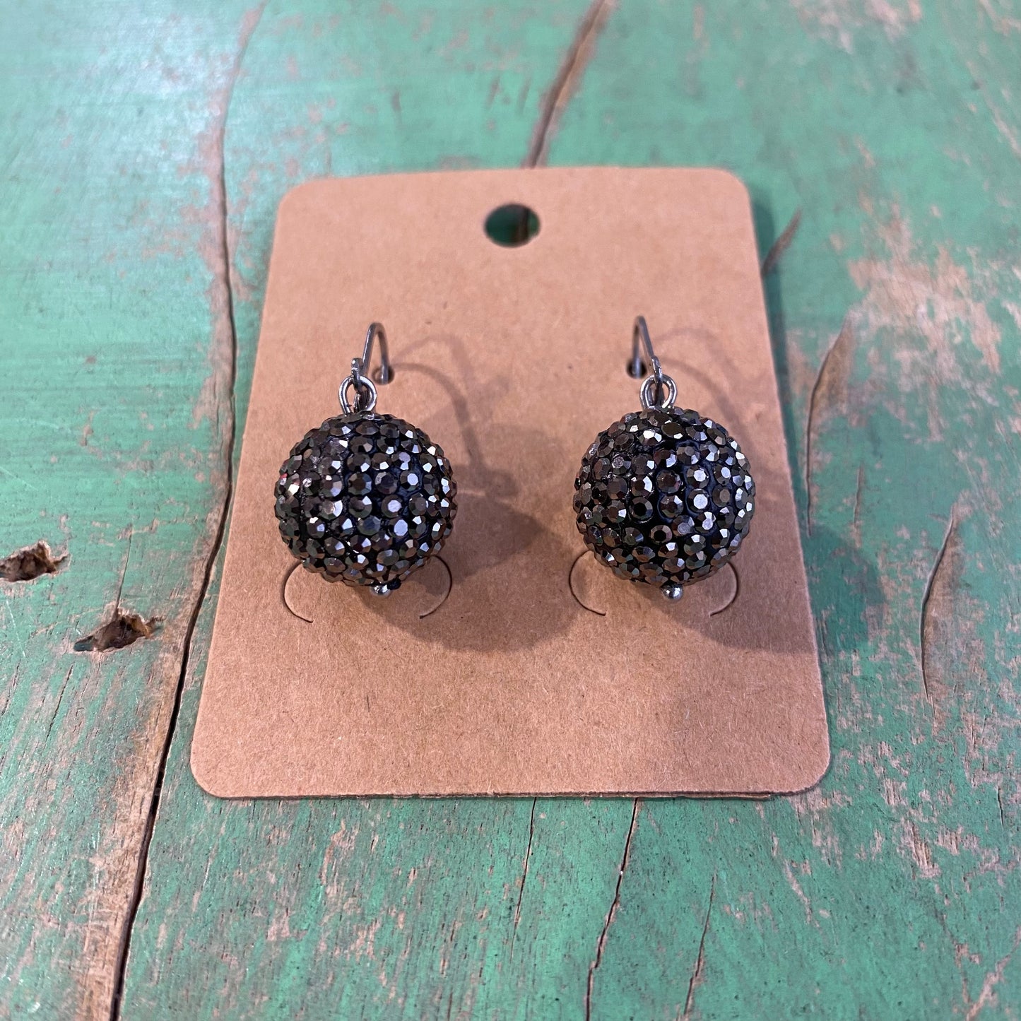 Black Pave Ball Earrings