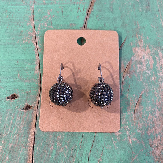 Black Pave Ball Earrings