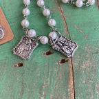 Italian Shell Pearl Scapular Necklace