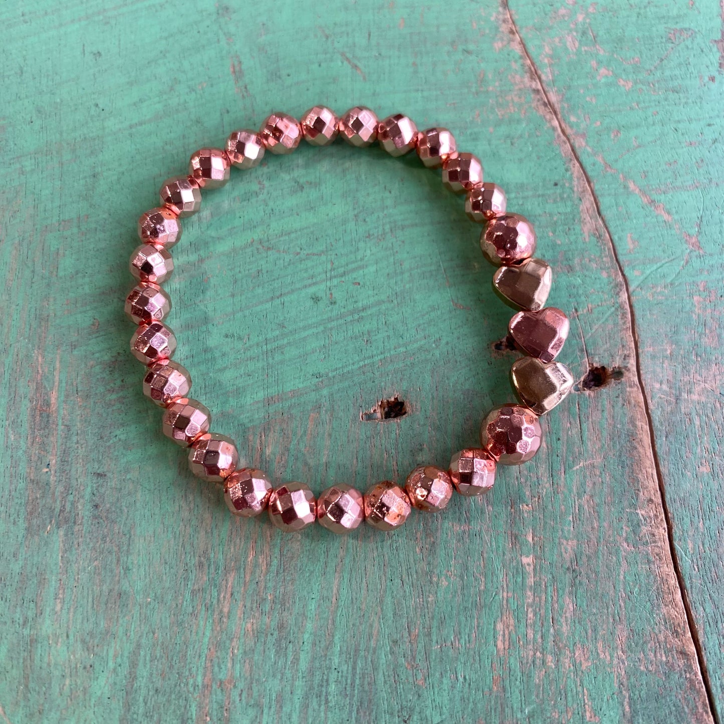 Rose Gold Hematite Love Bracelet and Earrings Set