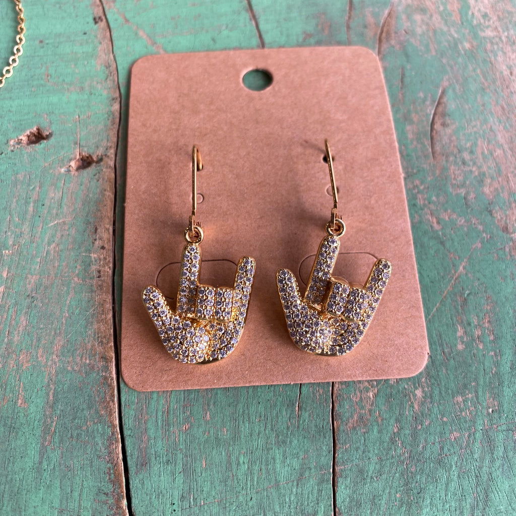 Sign Language "I Love You" Necklace and Earrings Set