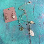 Gold Plated 3 Charm Sterling Silver Necklace and Earrings Set