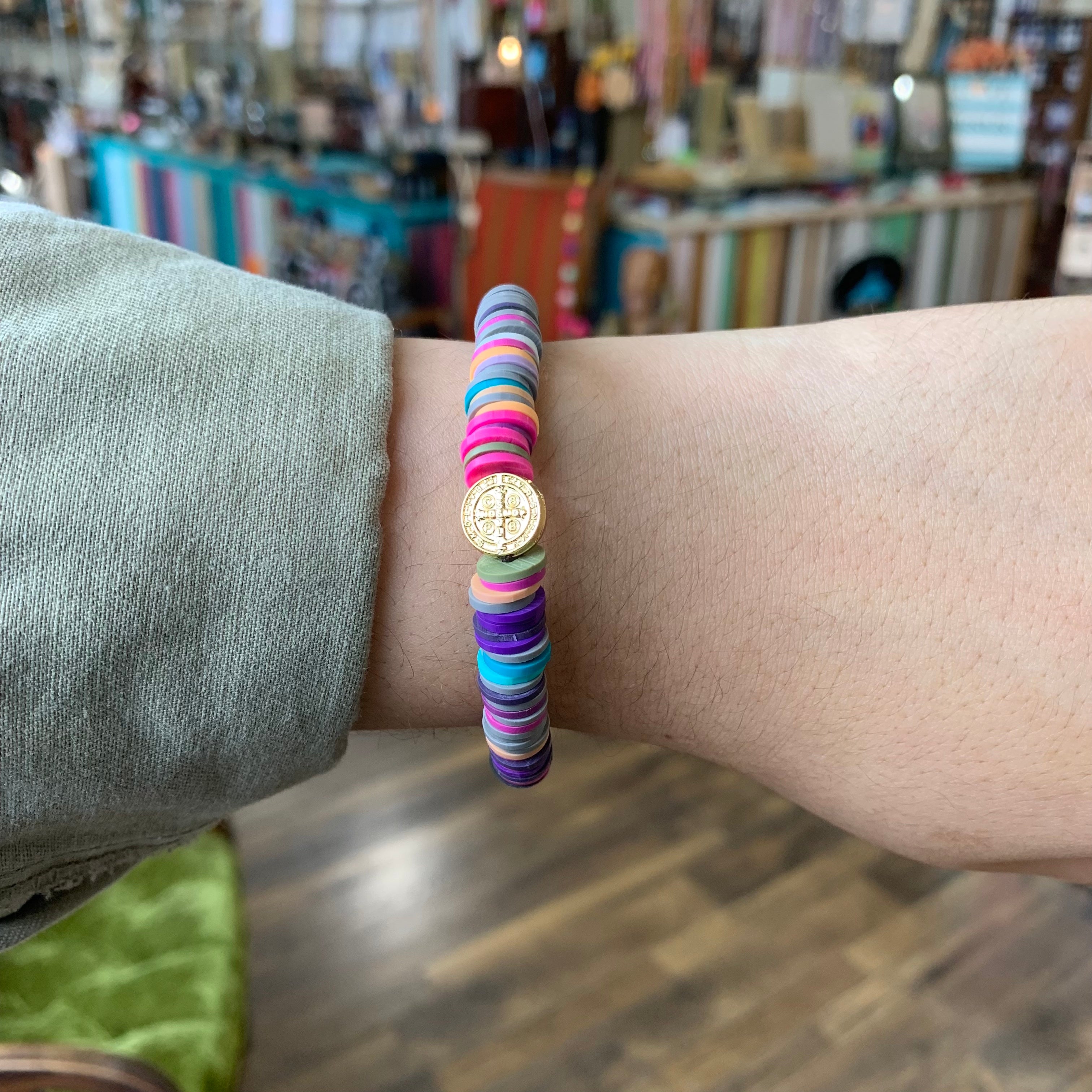 Colorful Heishi St Benedict Bracelet