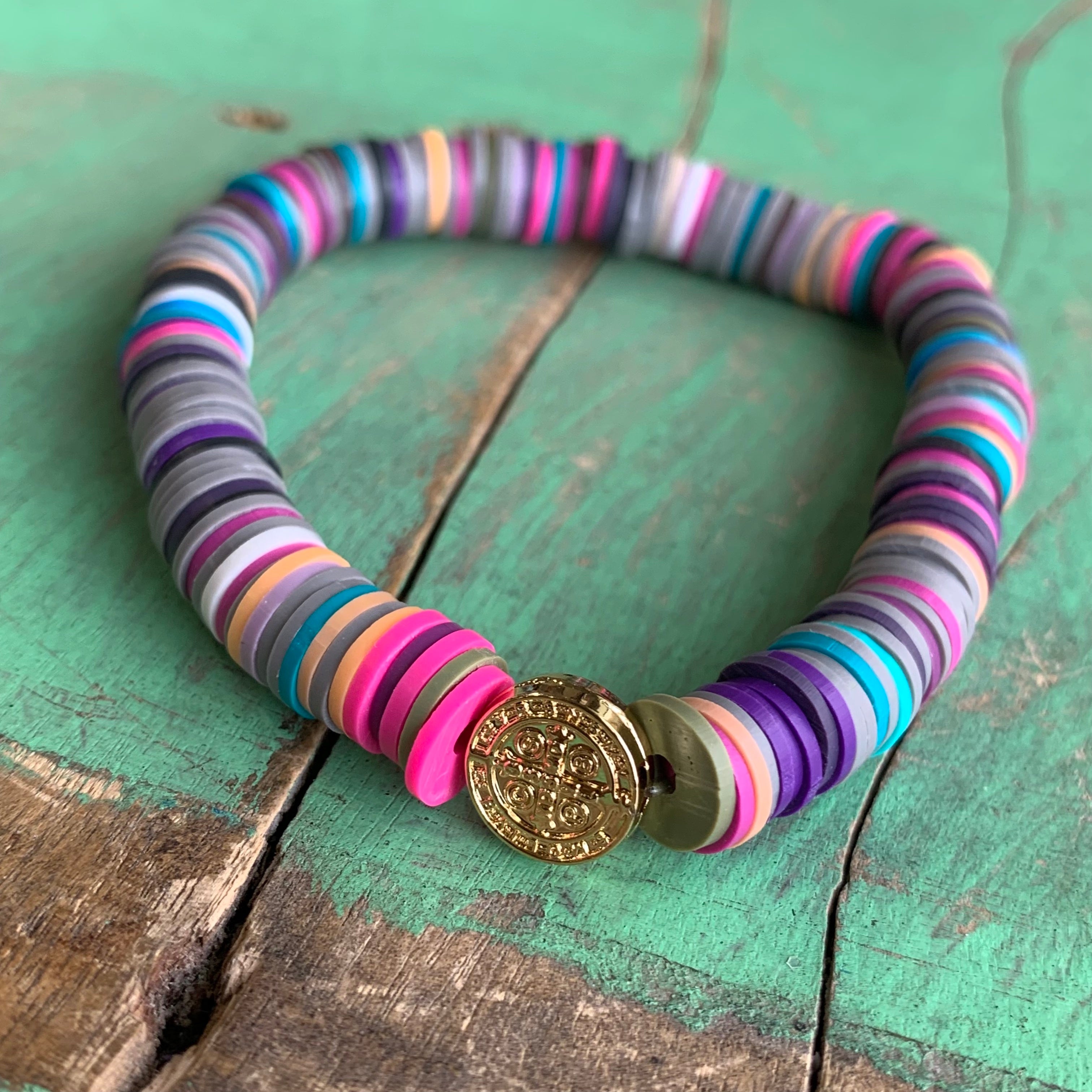 Colorful Heishi St Benedict Bracelet